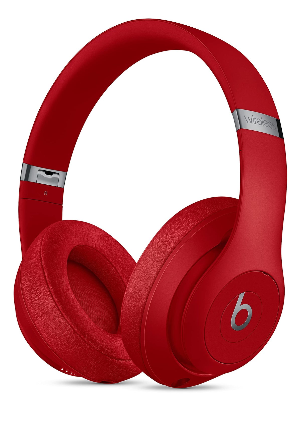 Beats Studio3 red wireless headphones, front view, immersive sound for daily listening.