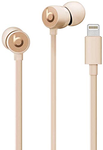 Beats urBeats3 matte gold earphones front view for everyday listening convenience