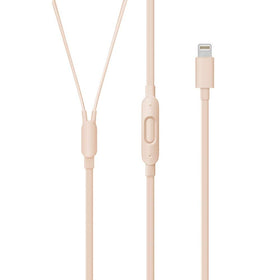 Beats urBeats3 matte gold earphones in use with secure ergonomic fit