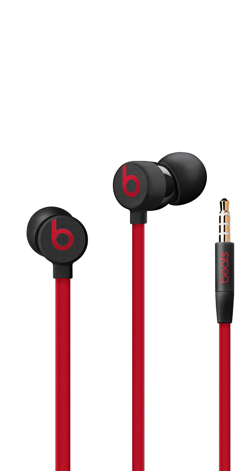 Beats urBeats3 earphones black-red close-up for on-the-go listening.