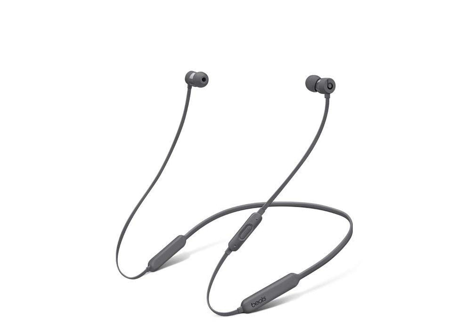 Beats gray BeatsX front profile showing earbuds and neck cable, ideal for daily listening