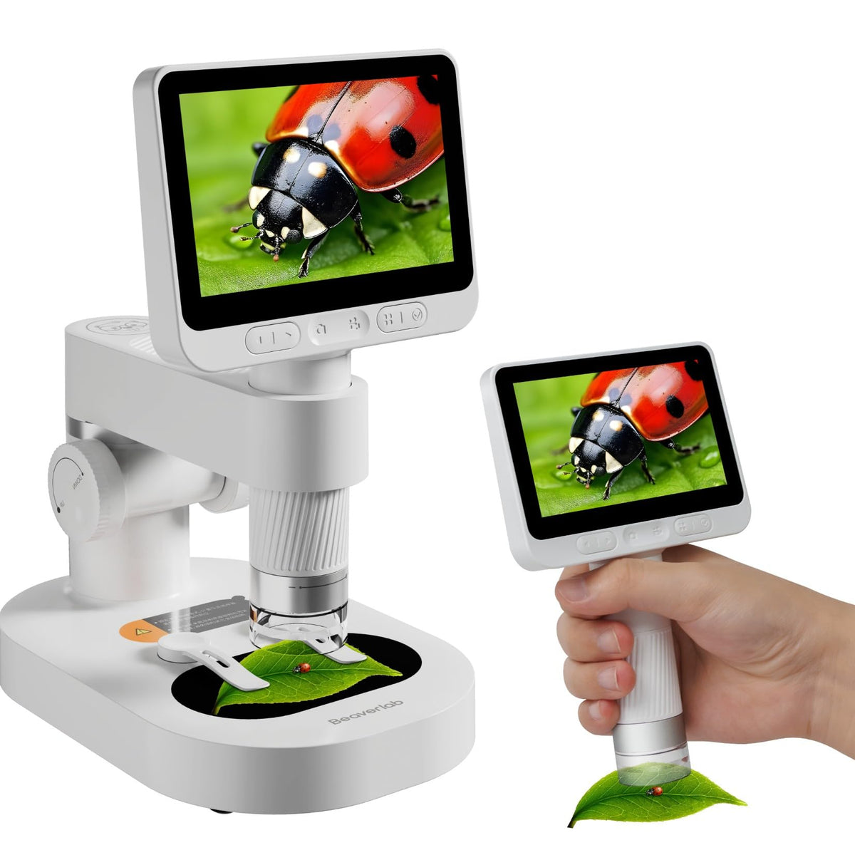 BEAVERLAB Darwin M2B 4-inch IPS screen for crisp live observation of micro details.