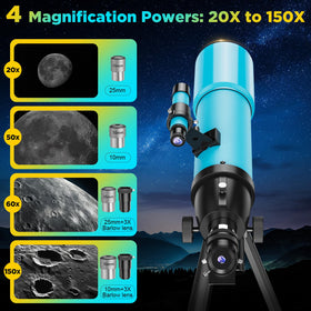 BEBANG 3x Barlow lens boosts power for closer planetary detail.