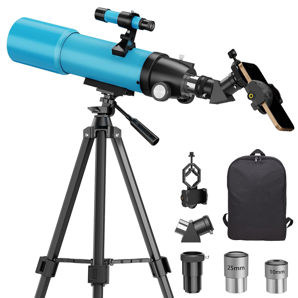 BEBANG 80mm telescope on a tripod delivers bright celestial views for beginners.