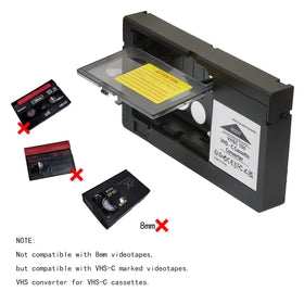 BECBOLDF VHS-C cassette inserted showing seamless compatibility benefit