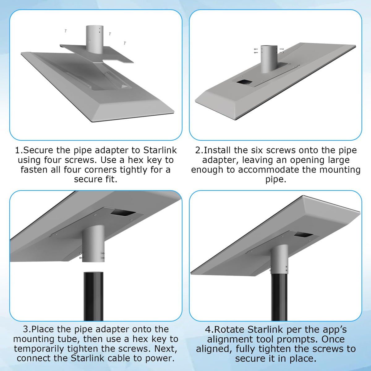 Beciety mount securely attaches to 35-62 mm poles for reliable positioning