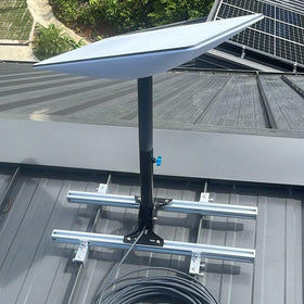 Beciety Starlink mount on standing seam base showing drill-free, secure setup.