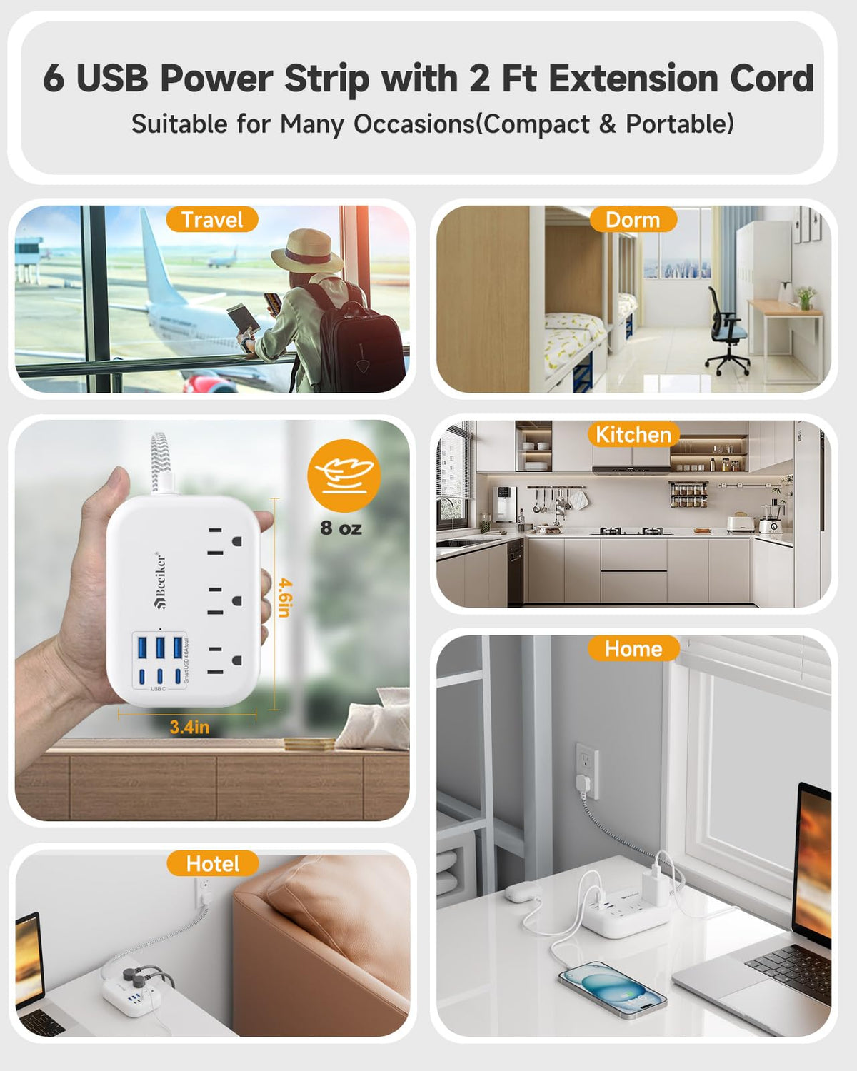 Beeiker 980J surge protection rating guards against voltage spikes