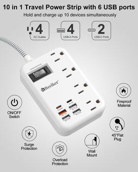 Beeiker widely spaced AC outlets accommodating bulky adapters securely