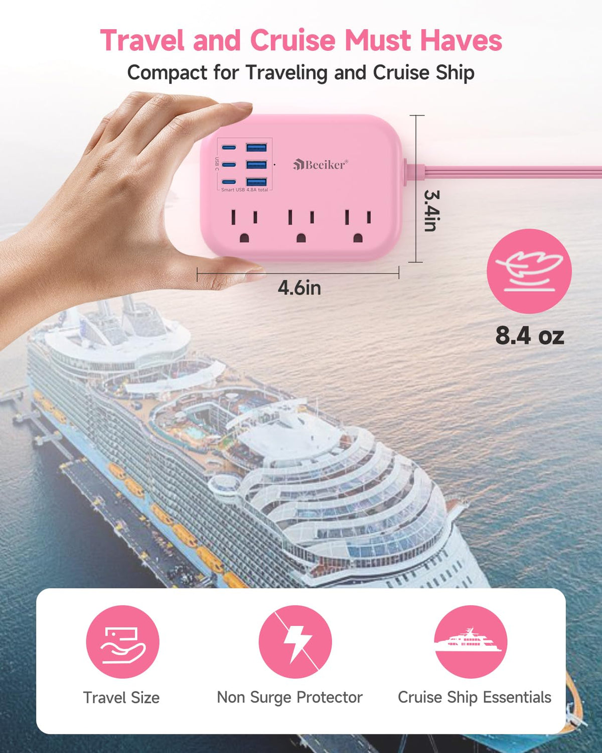Beeiker five‑foot cable beside a ruler showing compact travel length and reach