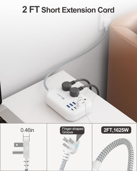 Beeiker compact travel power strip ideal for hotel rooms and dorm desks