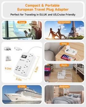 Beeiker fire-resistant shell highlights safe, durable travel power adapter.
