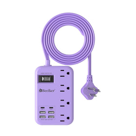 Beeiker front view of purple power strip shows compact multiport charging convenience