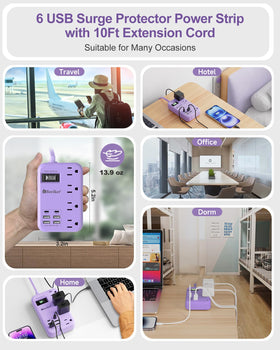 Beeiker power strip in use on a desk charging phone and tablet for tidy workspace
