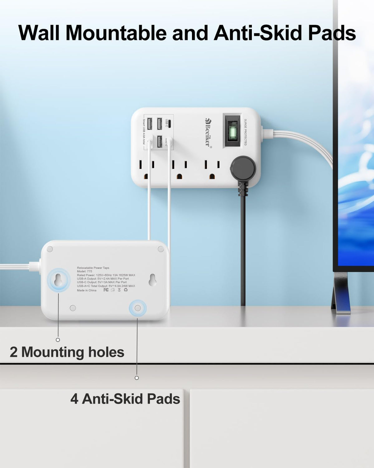 Beeiker on desk charging phone, tablet, and speaker for neat workspace