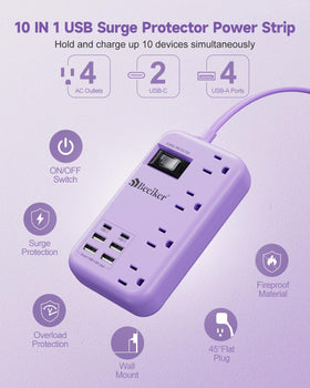 Beeiker closeup of AC outlets and USB ports for organized charging
