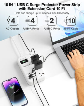 Beeiker side angle showing four AC outlets for household devices