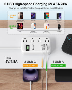 Beeiker close-up of USB-C and USB-A ports delivering smart fast charging