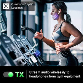 Beeitzie connected to two headphones showing simultaneous audio sharing advantage