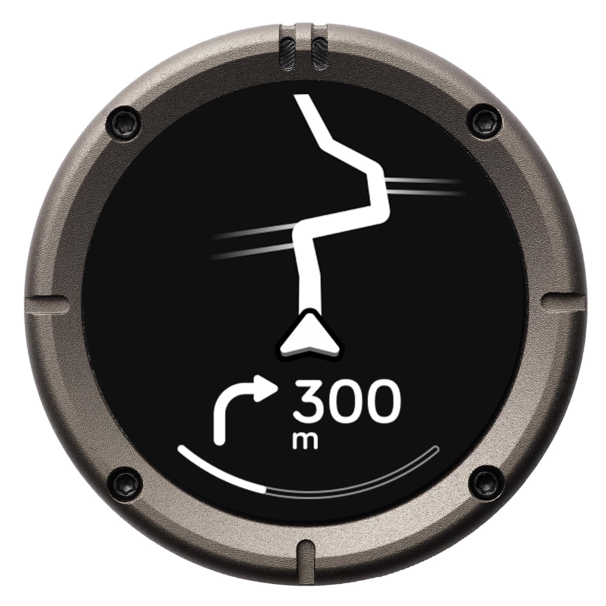 Beeline Moto II compact sat-nav mounted on handlebar guiding turns safely