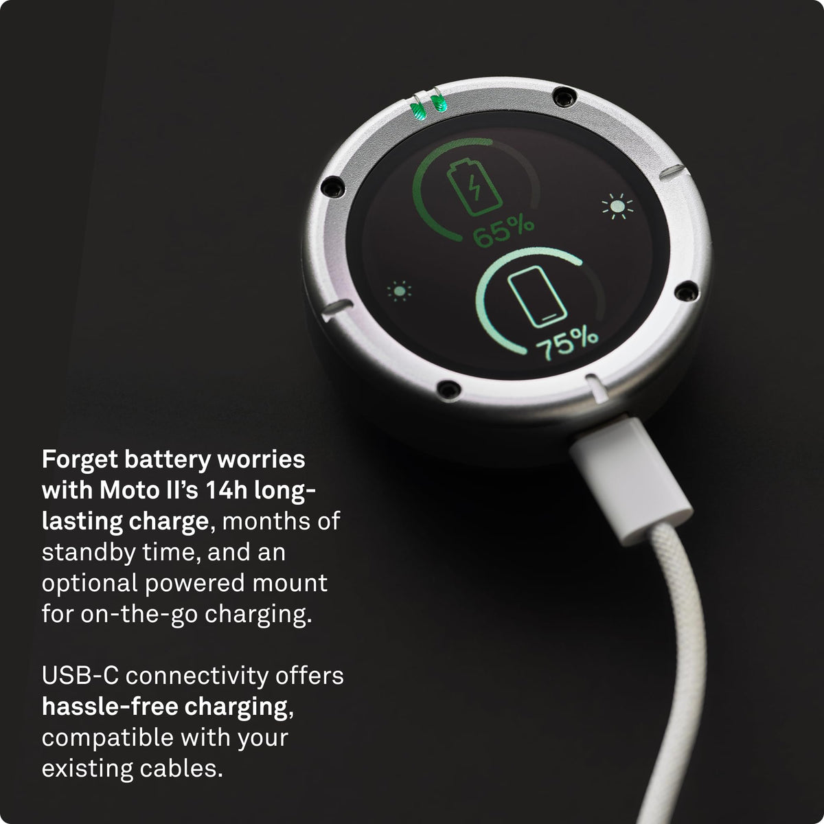 Beeline Moto II gunmetal finish complements any bike aesthetic