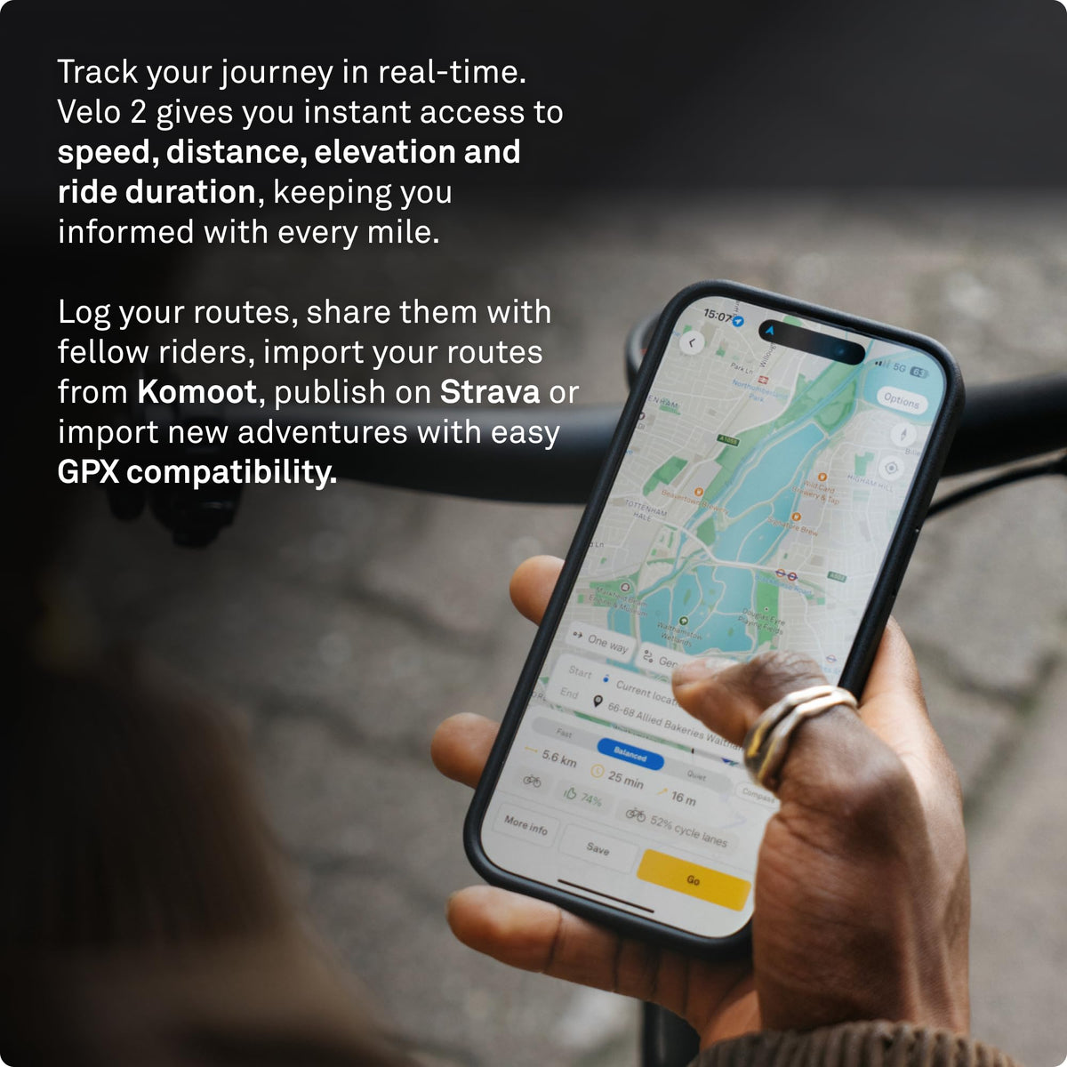 Beeline Velo 2 fast re routing technology for quick route return.