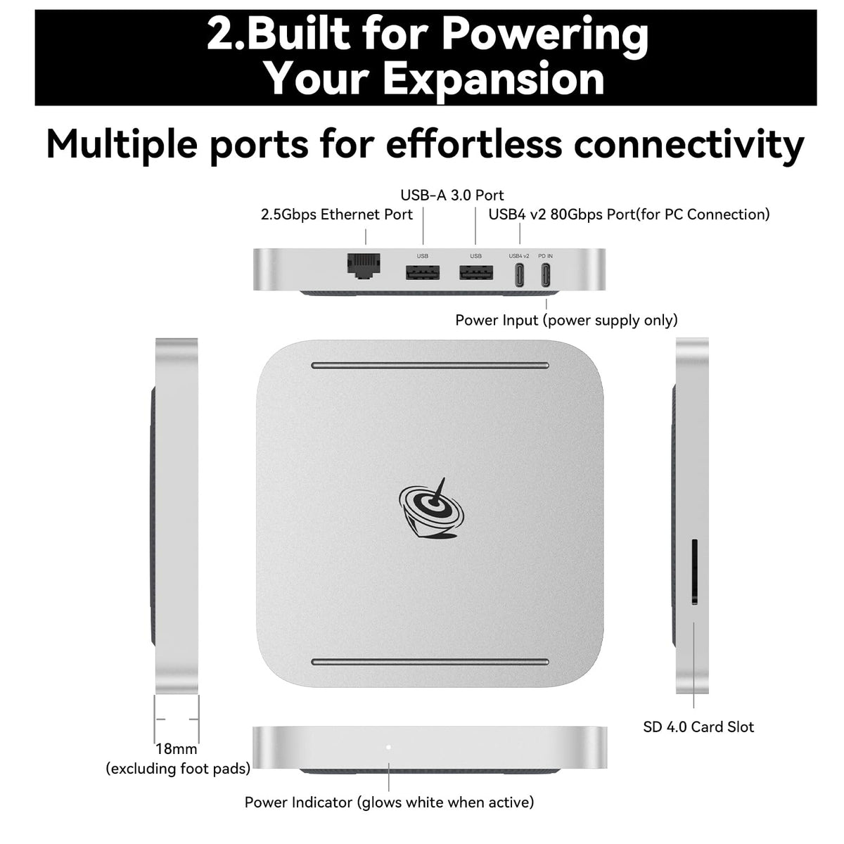 Beelink Mate SE SD 4.0 card slot for quick media transfers.