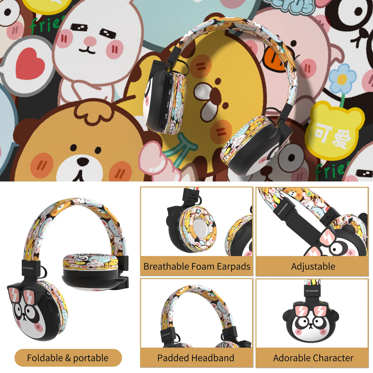 Beerus Headphones Bluetooth 5.4 for stable listening.