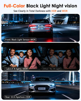 Befumly dash cam inside cabin records interior scenes for passenger awareness.