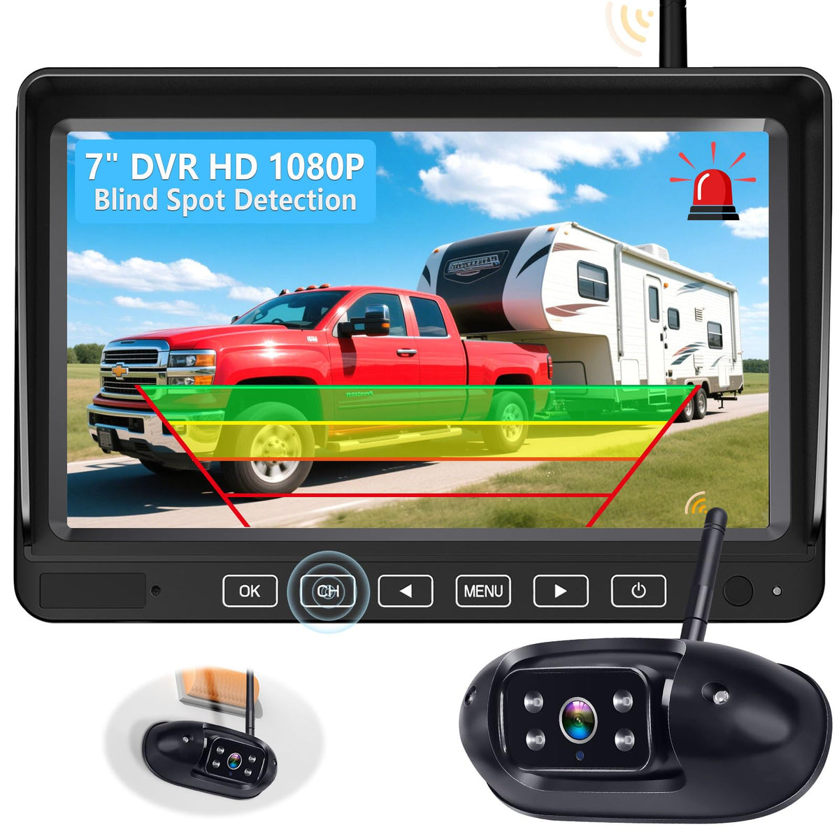 Befumly 7-inch display with clear 1080p feed for easy reversing.