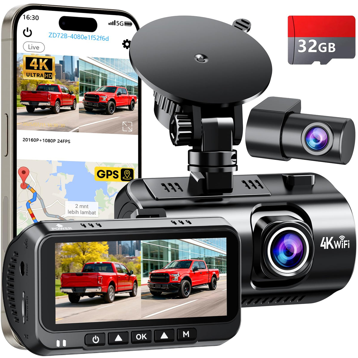 Befumly front dash cam in 4K for trucks capturing clear road details