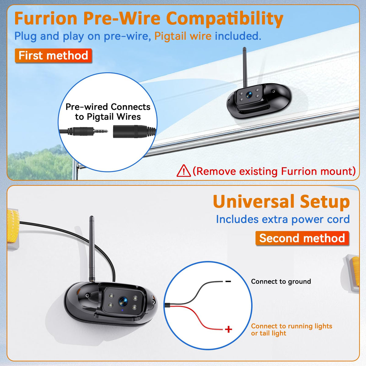 Befumly 1080p HD camera provides sharp rear-view images.