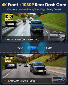 Befumly rear dash cam in 1080p for trucks with rear visibility