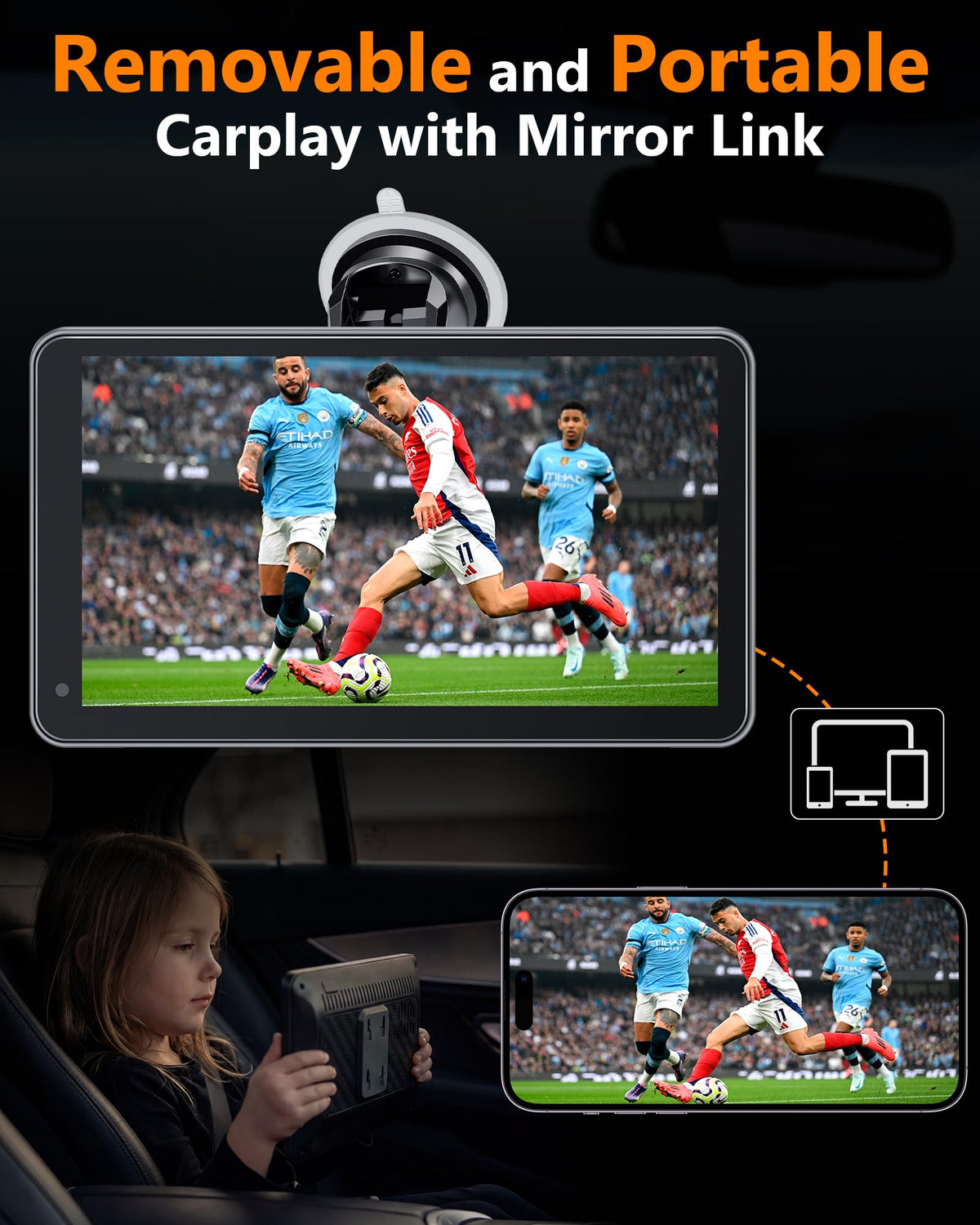 Befumly device receiving voice command in car showing hands-free driving benefit