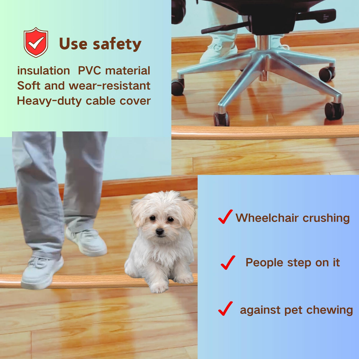 BEIEBIJOB heavy-duty PVC cable protector guarding cords in high-traffic areas.