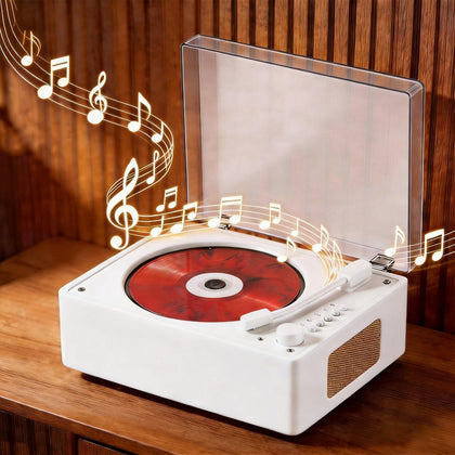 beikuer front view in white showing dual speakers and display, clear sound presentation