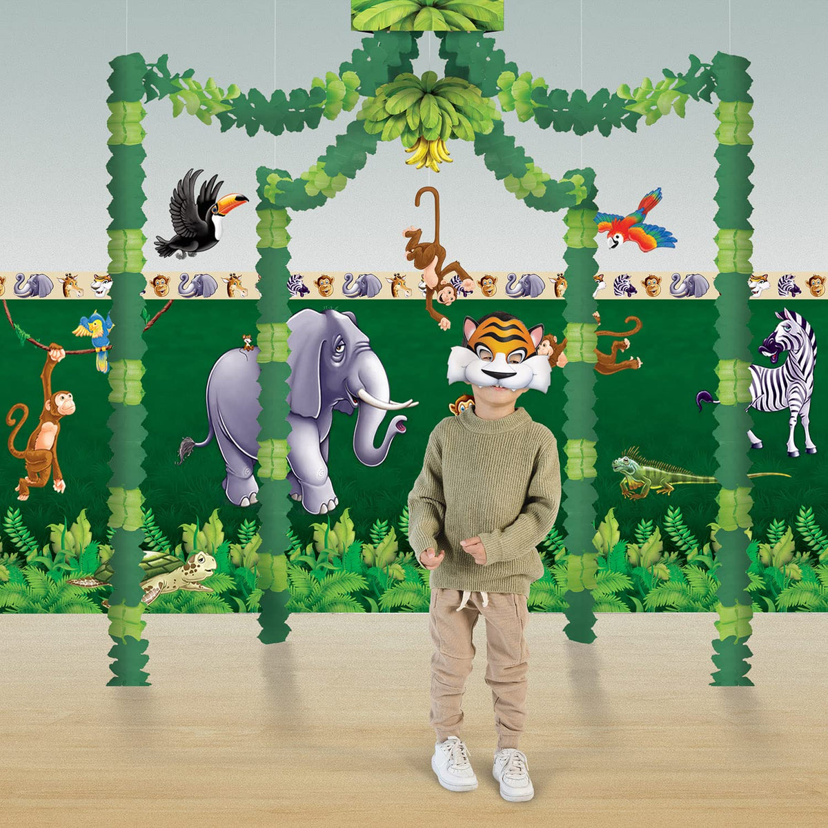 Beistle Forest leaves decor backdrop frames large wall scenes.