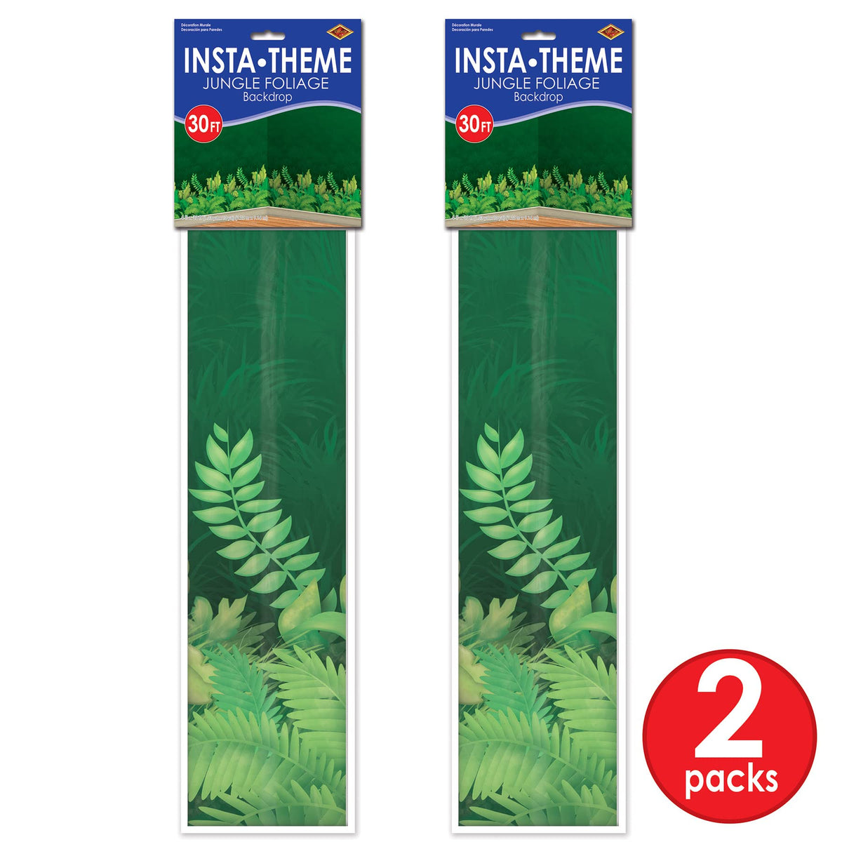 Beistle Lush tropical leaves backdrop ideal for luau and jungle parties.