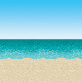 Beistle ocean backdrop for beach party photos and tropical ambience.