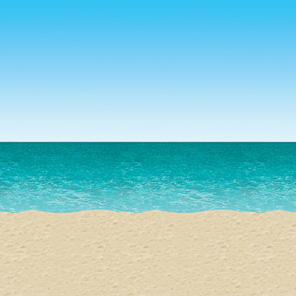 Beistle ocean backdrop for beach party photos and tropical ambience.