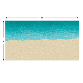 Beistle sandy beach backdrop enhances luau scenes and outdoor memories.