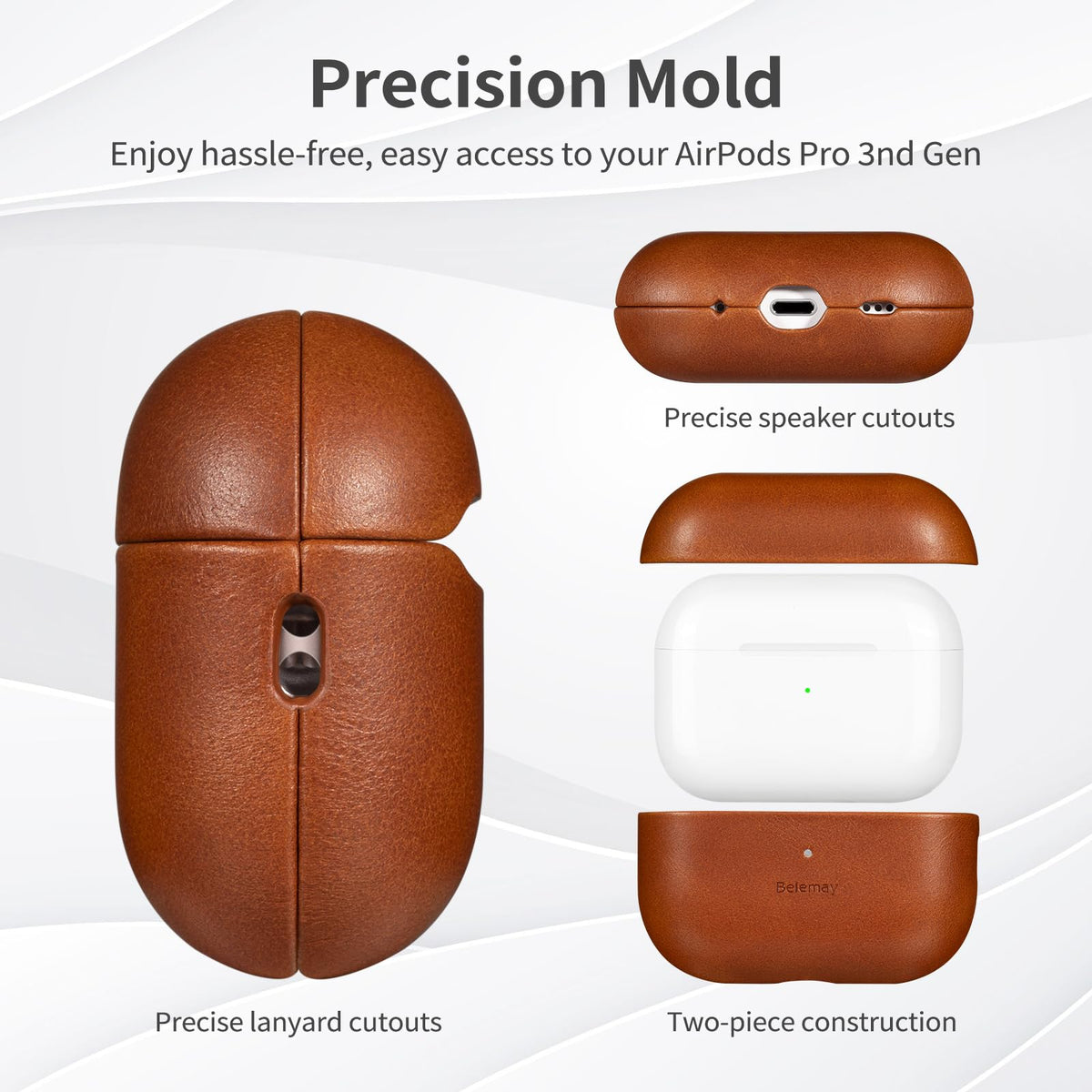 Belemay AirPods Pro 3 case precise cutouts for speaker and ports.