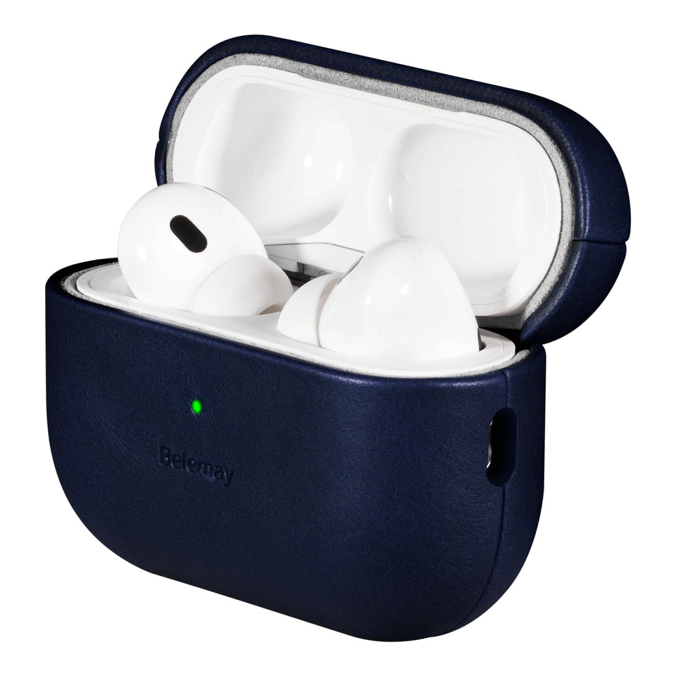 Belemay AirPods Pro 3 case navy blue, front view, MagSafe ready and protective
