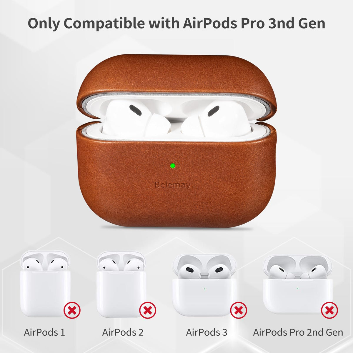 Belemay AirPods Pro 3 case natural patina developing over time.