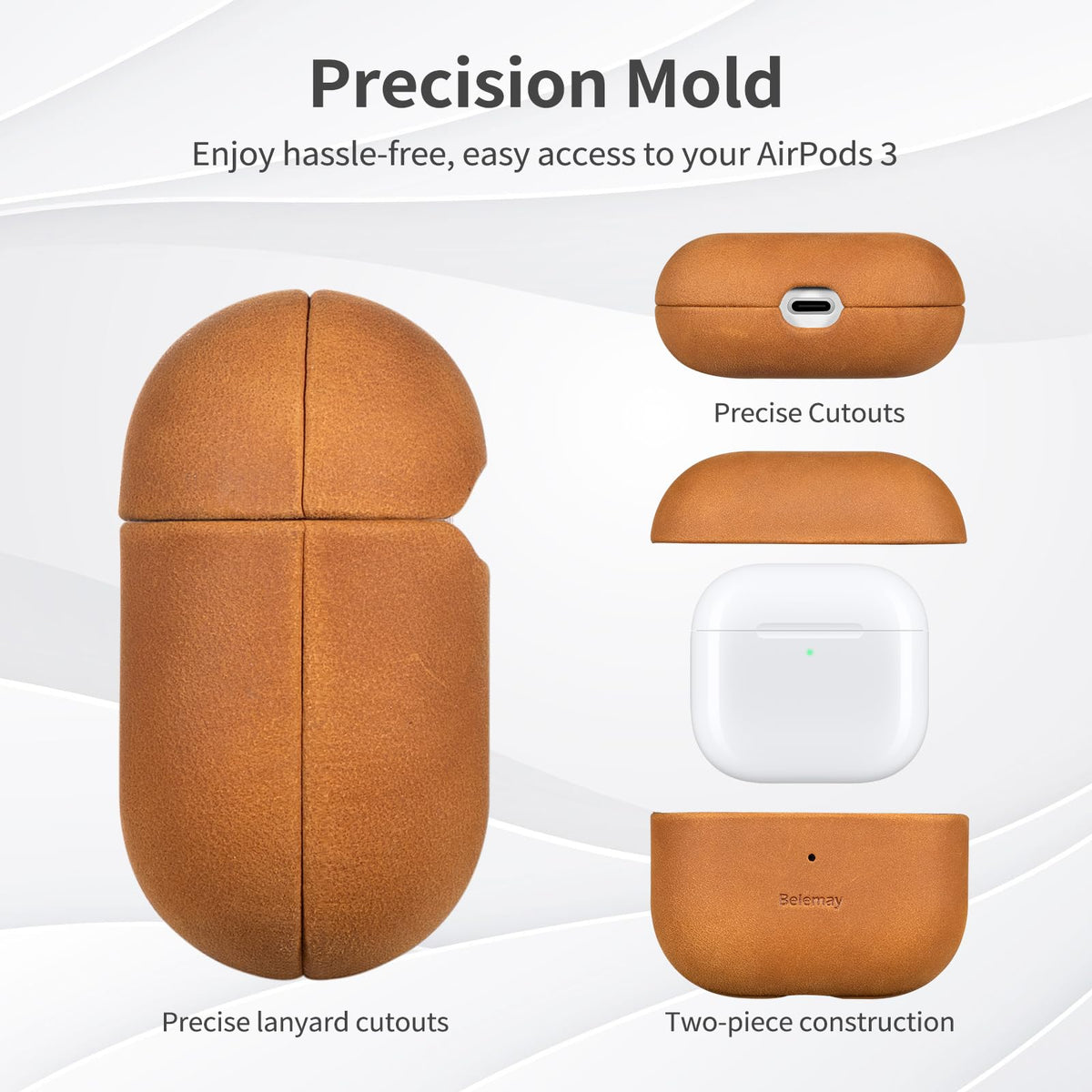 Belemay AirPods 3 case MagSafe-compatible for easy charging.