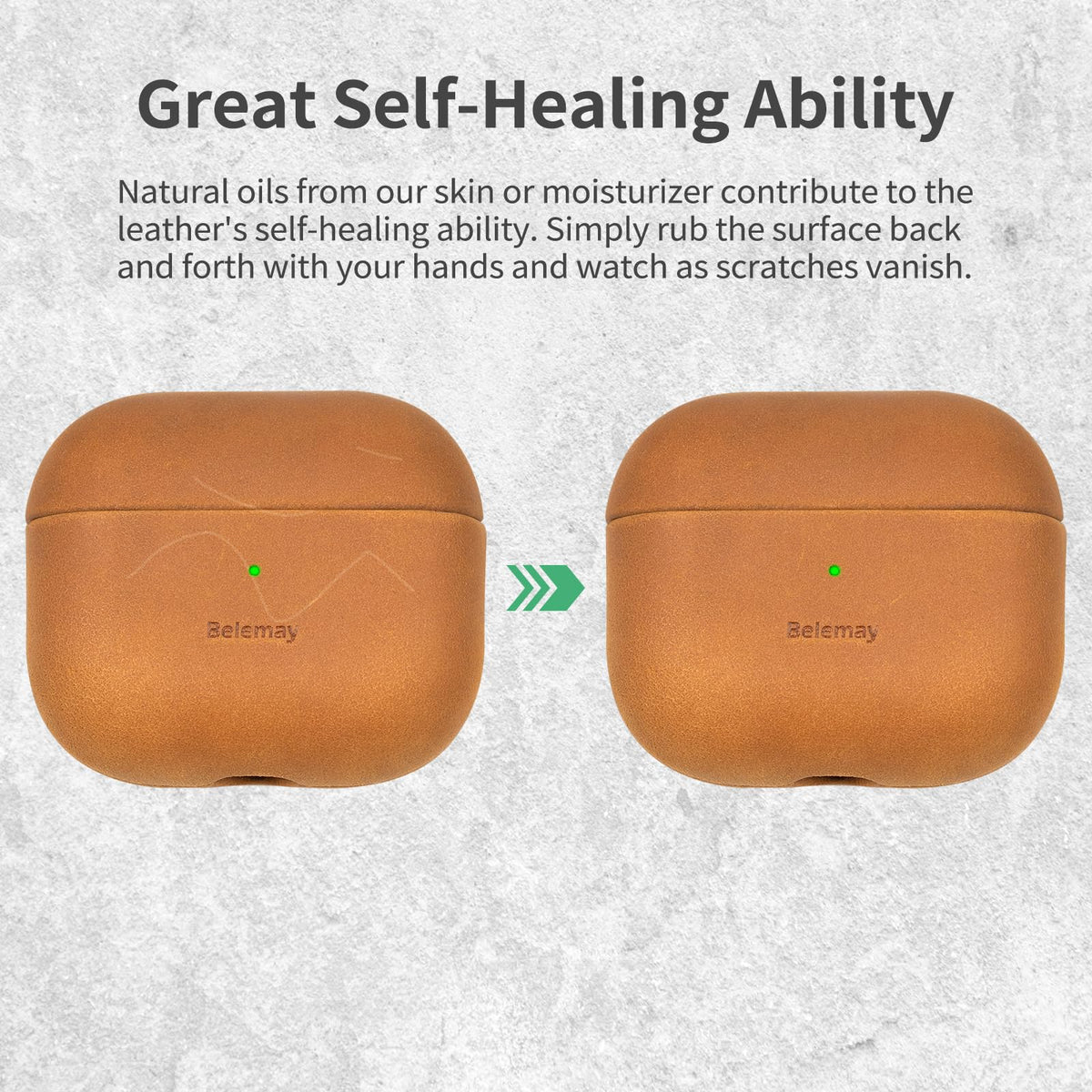 Belemay AirPods 3 case two-tone scratches add vintage charm.