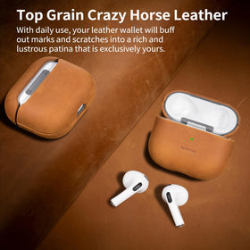 Belemay AirPods 3 vintage patina leather case elevates your daily style.