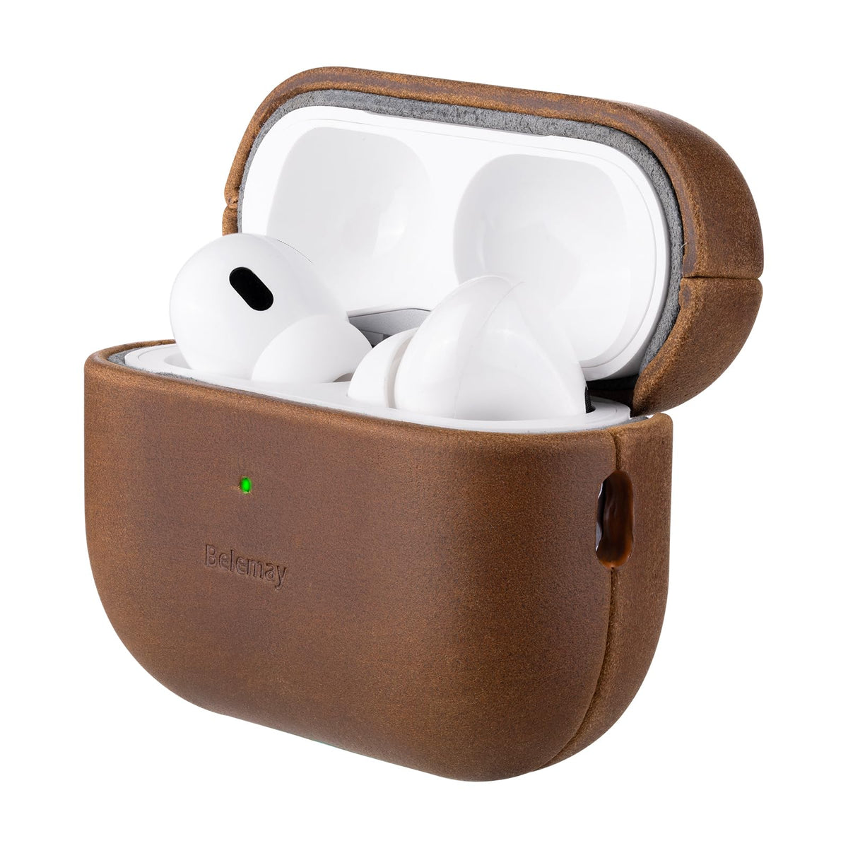 Belemay front view showing rich brown leather and protective fit benefit