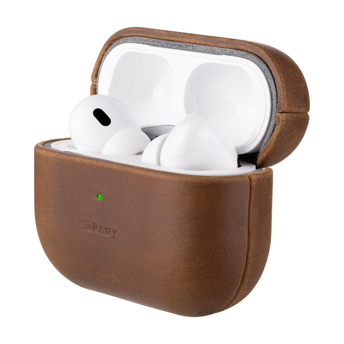Belemay front view brown leather case showing clean fit and premium protection
