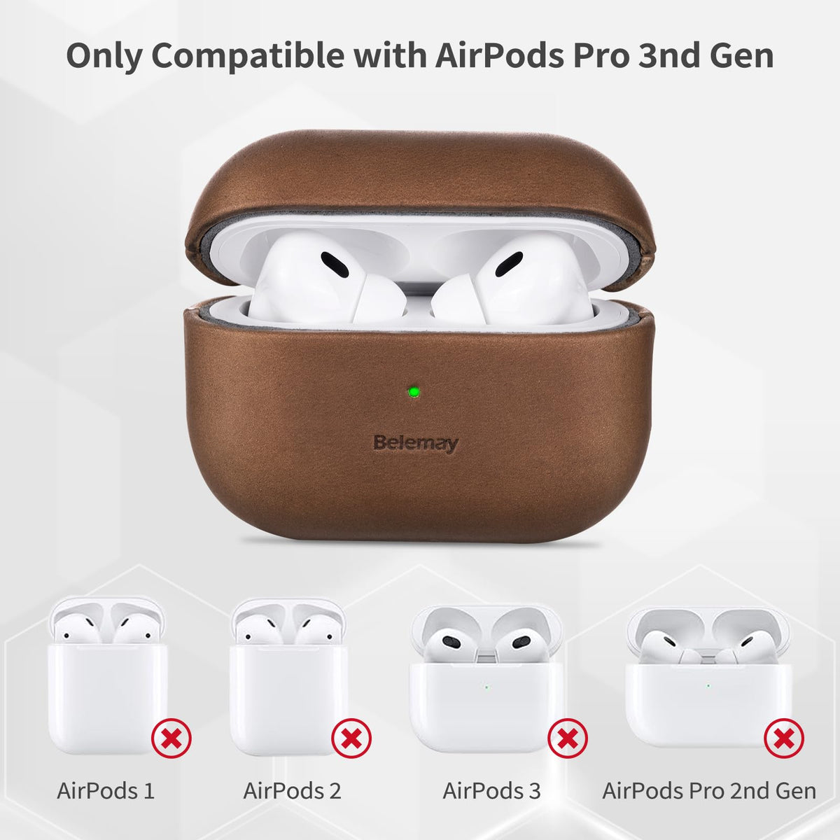 Belemay beside AirPods Pro shows size comparison for portability benefit